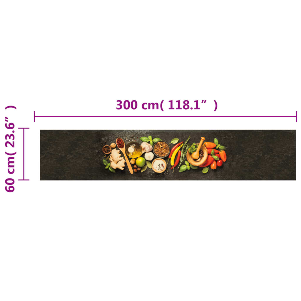 Tappeto da Cucina Lavabile-Tappetino da Cucina Spezie 60x300 cm Velluto 438726