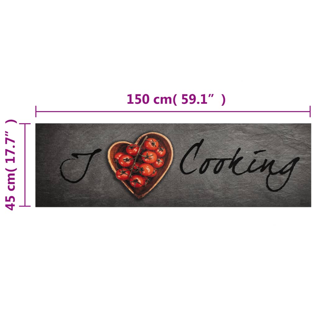 Tappeto da Cucina Lavabile Testo Cucinare 45x150 cm in Velluto 4005617