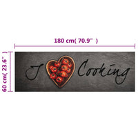 Tappeto da Cucina Lavabile Testo Cucinare 60x180 cm in Velluto 4005618
