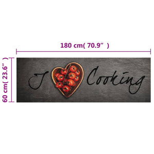 Tappeto da Cucina Lavabile Testo Cucinare 60x180 cm in Velluto 4005618