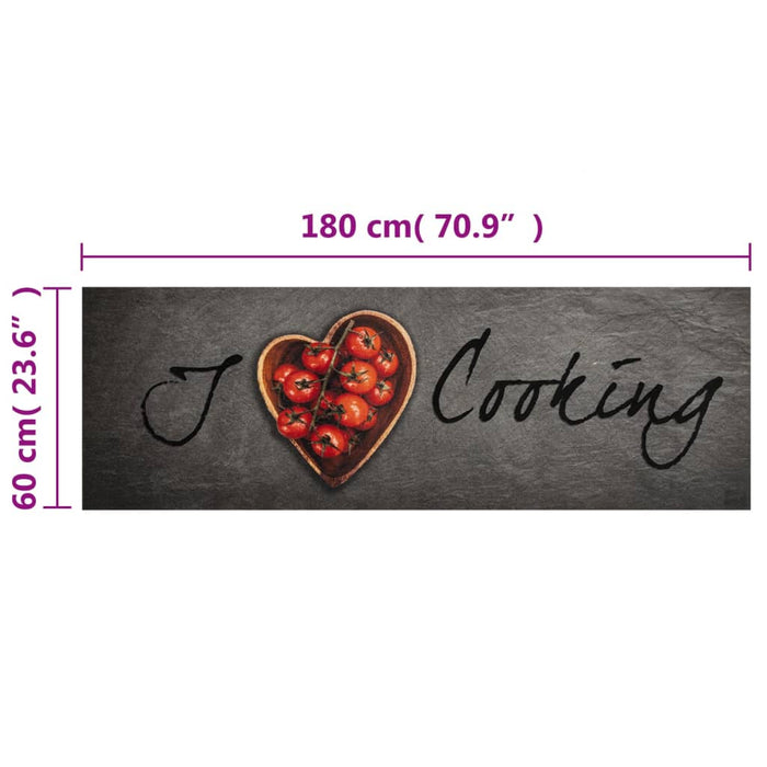 Tappeto da Cucina Lavabile Testo Cucinare 60x180 cm in Velluto 4005618