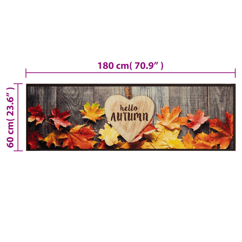 Tappeto da Cucina Lavabile-Tappetino da Cucina Autunno 60x180 cm in Velluto