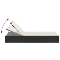 vidaXL Lettino Prendisole Doppio con Cuscini Nero in Polyrattan