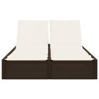 vidaXL Lettino Prendisole con Cuscini Marrone in Polyrattan
