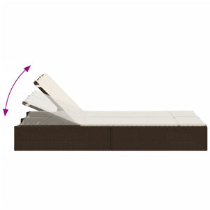vidaXL Lettino Prendisole con Cuscini Marrone in Polyrattan