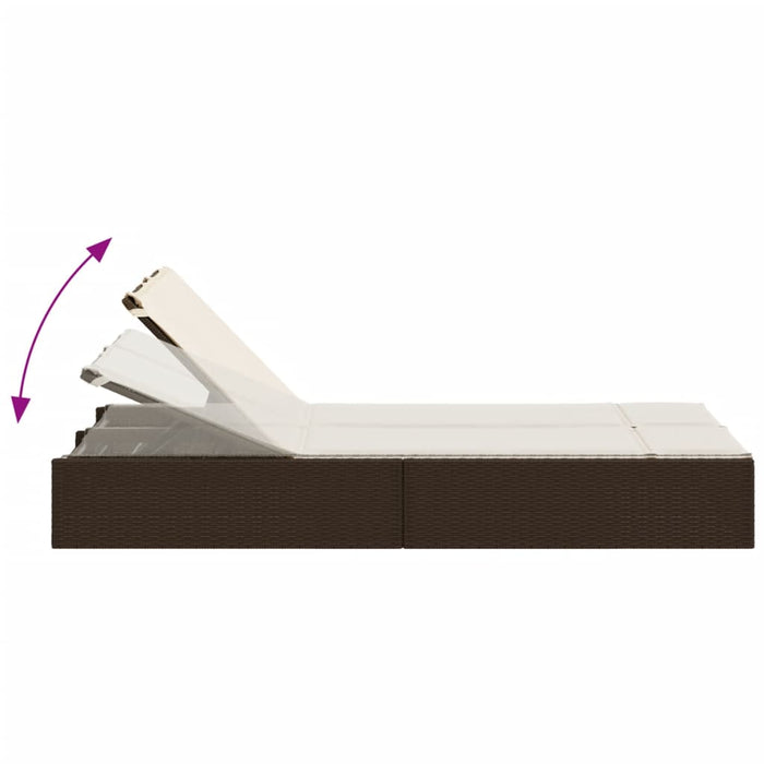 vidaXL Lettino Prendisole con Cuscini Marrone in Polyrattan