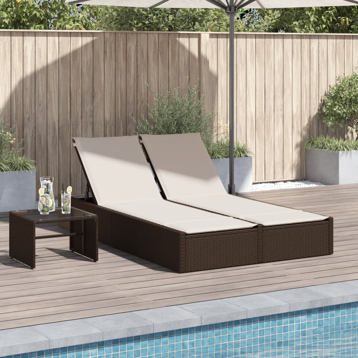 vidaXL Lettino Prendisole con Cuscini Marrone in Polyrattan