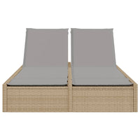 Lettino Prendisole con Cuscini Beige in Polyrattan