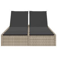 Lettino Prendisole Doppio con Cuscini Grigio Chiaro Polyrattan 368633