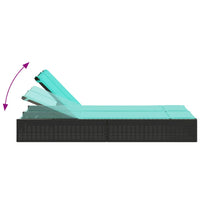 Lettino prendisole doppio con cuscini nero in polyrattan 368636