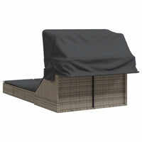 Lettino Doppio con Baldacchino e Cuscini Grigio in Polyrattan 368639