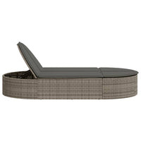 Lettino Prendisole Doppio con Cuscini Grigio in Polyrattan 368648
