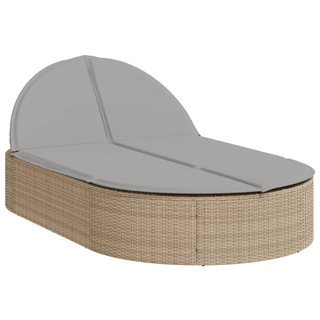 vidaXL Lettino Prendisole con Cuscini Beige in Polyrattan