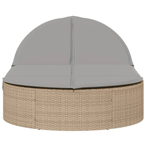vidaXL Lettino Prendisole con Cuscini Beige in Polyrattan