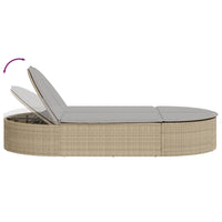vidaXL Lettino Prendisole con Cuscini Beige in Polyrattan