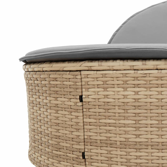 vidaXL Lettino Prendisole con Cuscini Beige in Polyrattan