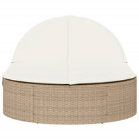 Lettino Prendisole con Cuscini Beige in Polyrattan
