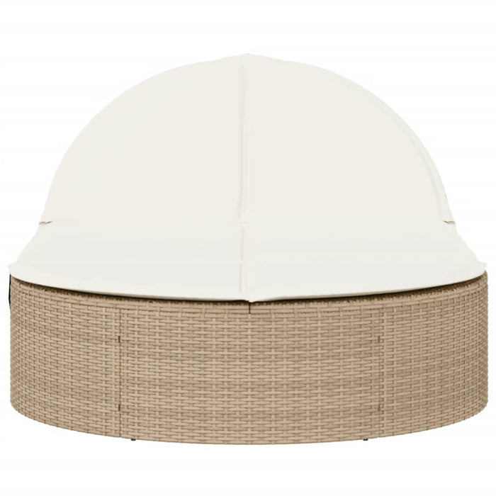 Lettino Prendisole con Cuscini Beige in Polyrattan 368650