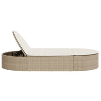 Lettino Prendisole con Cuscini Beige in Polyrattan 368650