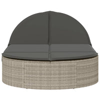 Lettino Prendisole Doppio con Cuscini Grigio Chiaro Polyrattan