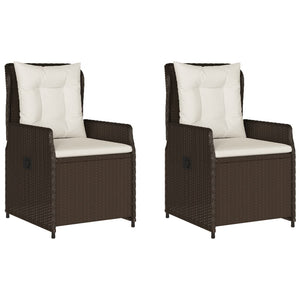 Sedie da Giardino Reclinabili 2 pz Marrone Polyrattan 368653