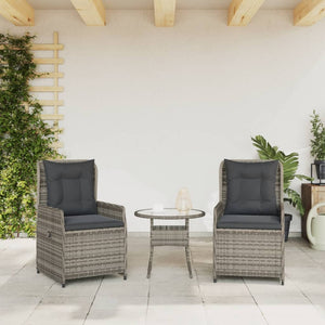 Sedie da Giardino Reclinabili 2 pz Grigio Polyrattan 368654