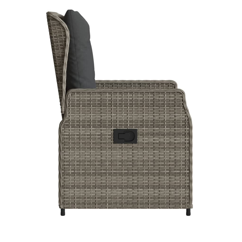 Sedie da Giardino Reclinabili 2 pz Grigio Polyrattan 368654