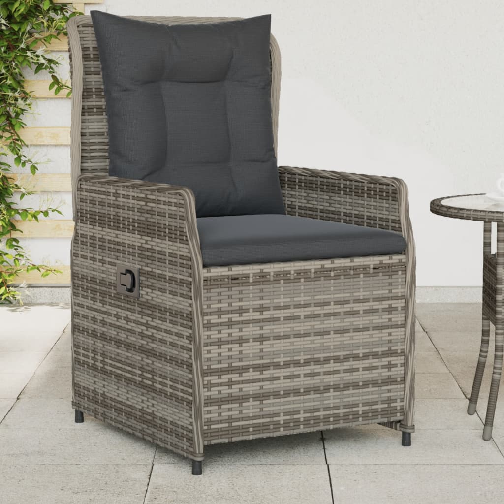 Sedie da Giardino Reclinabili 2 pz Grigio Polyrattan 368654