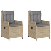Sedie da Giardino Reclinabili 2 pz Beige Polyrattan