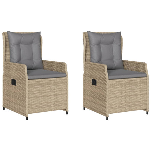 Sedie da Giardino Reclinabili 2 pz Beige Polyrattan