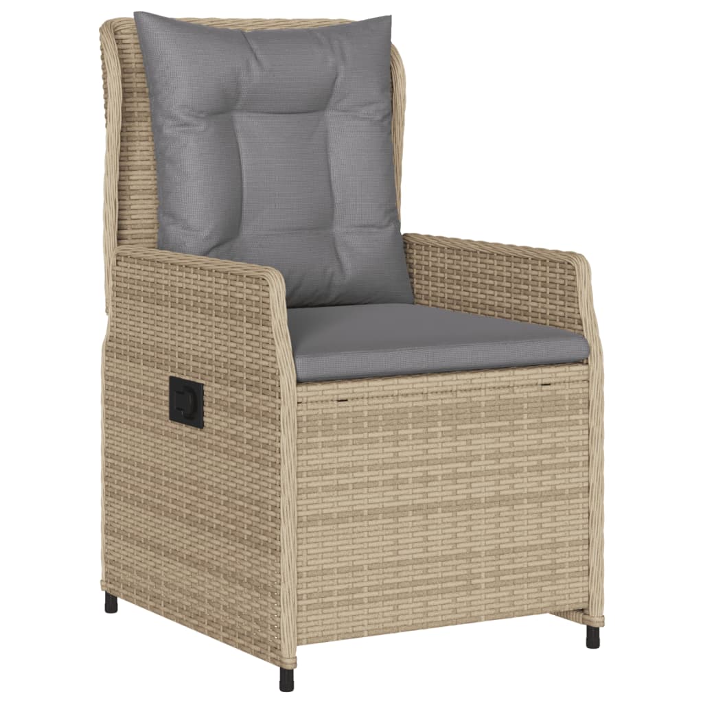 Sedie da Giardino Reclinabili 2 pz Beige Polyrattan