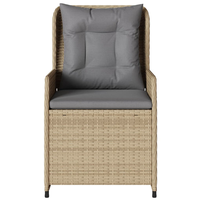 Sedie da Giardino Reclinabili 2 pz Beige Polyrattan