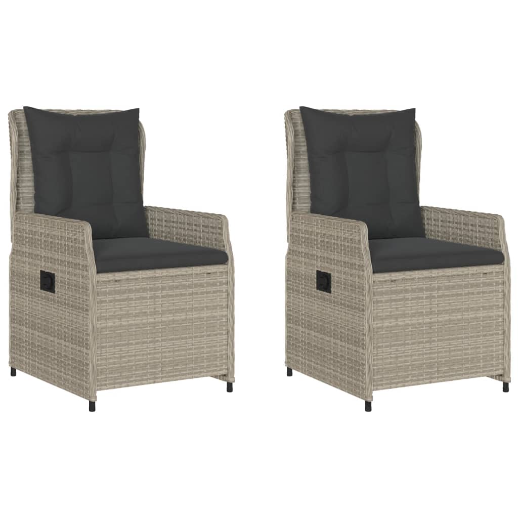 Sedie da Giardino Reclinabili 2 pz Grigio Chiaro Polyrattan 368657