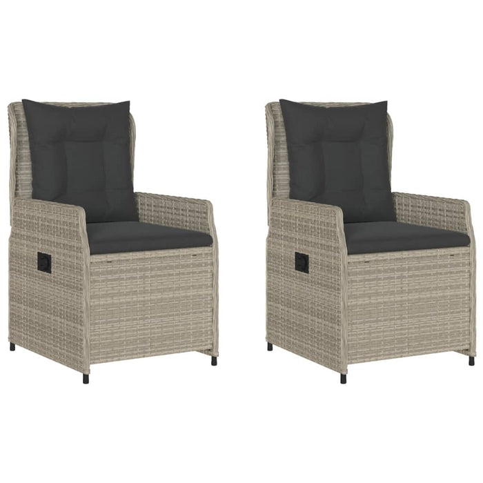 Sedie da Giardino Reclinabili 2 pz Grigio Chiaro Polyrattan 368657