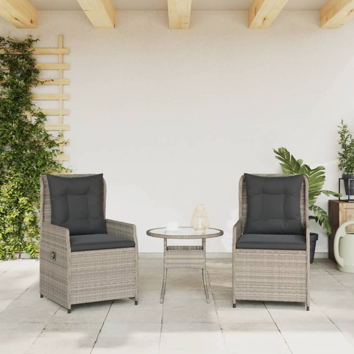 Sedie da Giardino Reclinabili 2 pz Grigio Chiaro Polyrattan 368657