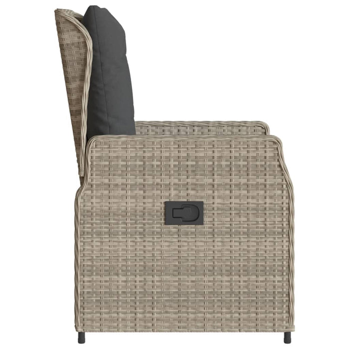 Sedie da Giardino Reclinabili 2 pz Grigio Chiaro Polyrattan 368657