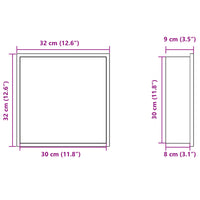 Nicchia per Doccia Bianco Opaco 32x32x9cm in Acciaio Inox