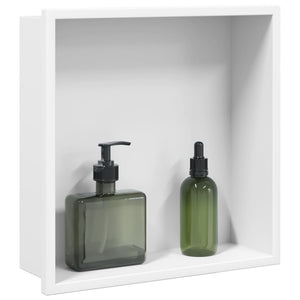 Nicchia per Doccia Bianco Opaco 32x32x9cm in Acciaio Inox