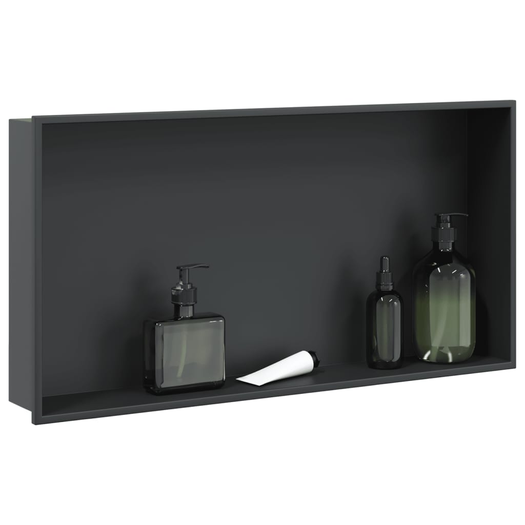 Nicchia per Doccia Nero Opaco 62x32x9cm in Acciaio Inox