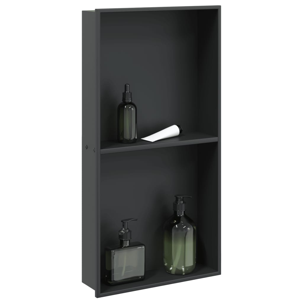 vidaXL Nicchia per Doccia Nero Opaco 32x62x9cm in Acciaio Inox