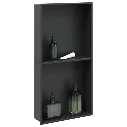 vidaXL Nicchia per Doccia Nero Opaco 32x62x9cm in Acciaio Inox