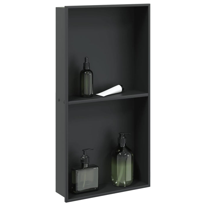 vidaXL Nicchia per Doccia Nero Opaco 32x62x9cm in Acciaio Inox