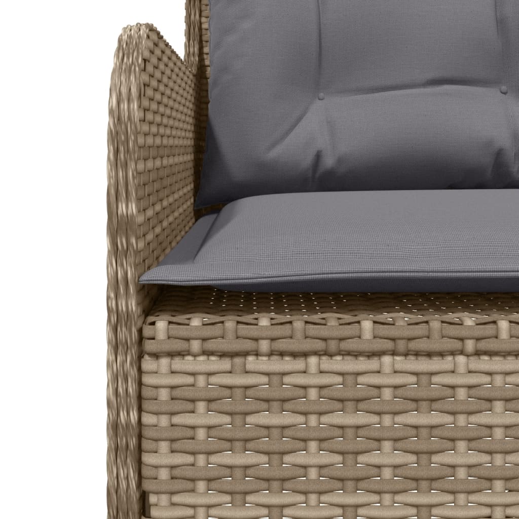 Divano da Giardino con Cuscini a L Beige in Polyrattan