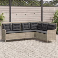 Divano da Giardino con Cuscini a L Grigio Chiaro in Polyrattan 369005