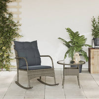 Sedia a Dondolo da Giardino con Cuscini in Polyrattan Grigio 369020