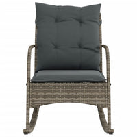 Sedia a Dondolo da Giardino con Cuscini in Polyrattan Grigio