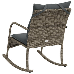 Sedia a Dondolo da Giardino con Cuscini in Polyrattan Grigio 369020