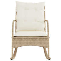 Sedia a Dondolo da Giardino con Cuscini in Polyrattan Beige 369022