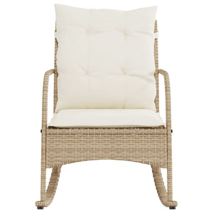 Sedia a Dondolo da Giardino con Cuscini in Polyrattan Beige 369022