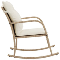 Sedia a Dondolo da Giardino con Cuscini in Polyrattan Beige 369022